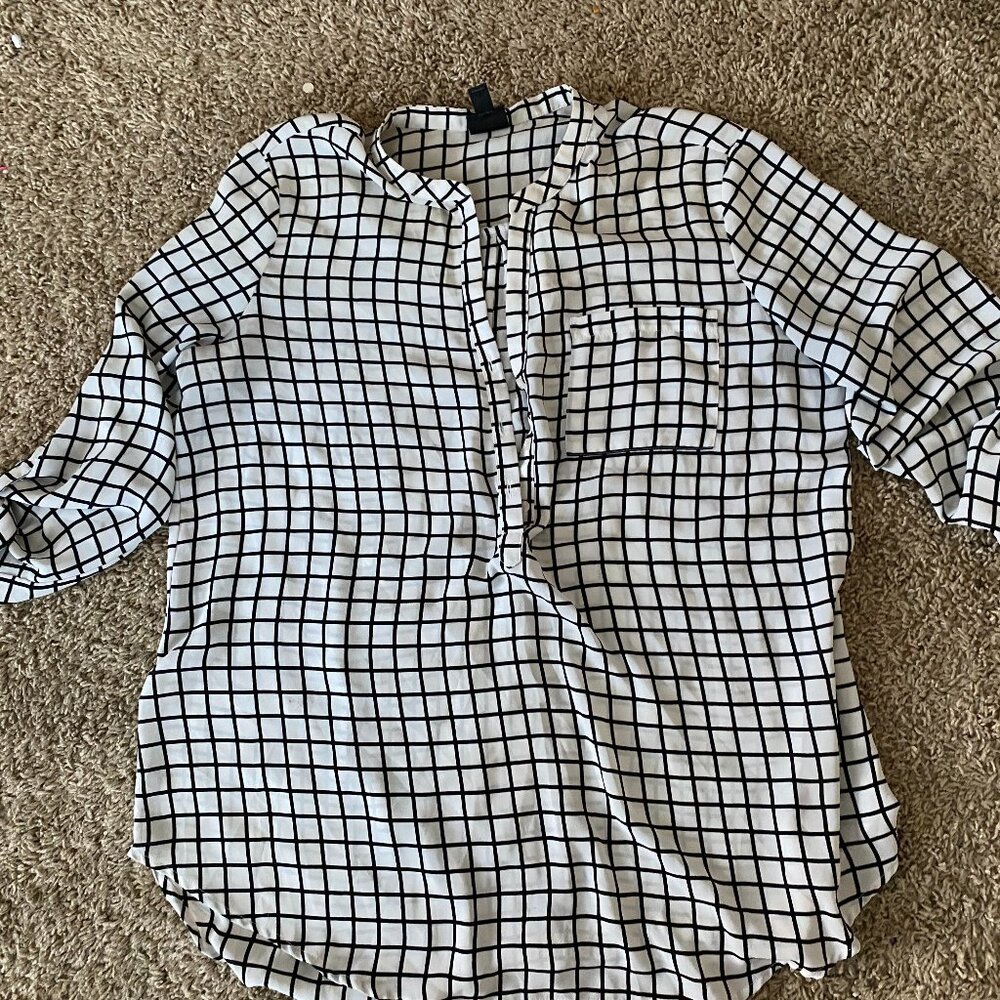 white with black lines blouse xl
